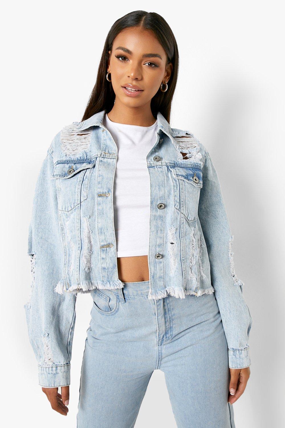 Veste en jean manche ballon hotsell